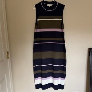 Chic Striped Maxi Dress - Black, Pink, and Brown